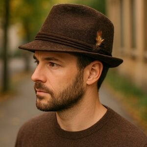 Selentino Pearl Alpine Wool Whiskered Felt European Rope Trim Feathered Hat